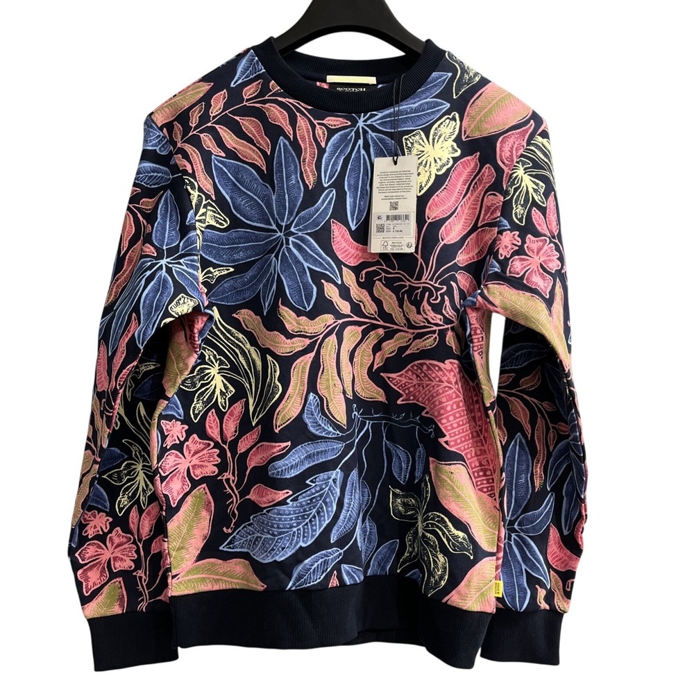 Scotch & Soda Men Navy Sweatshirt with Pink, Blue & Yellow